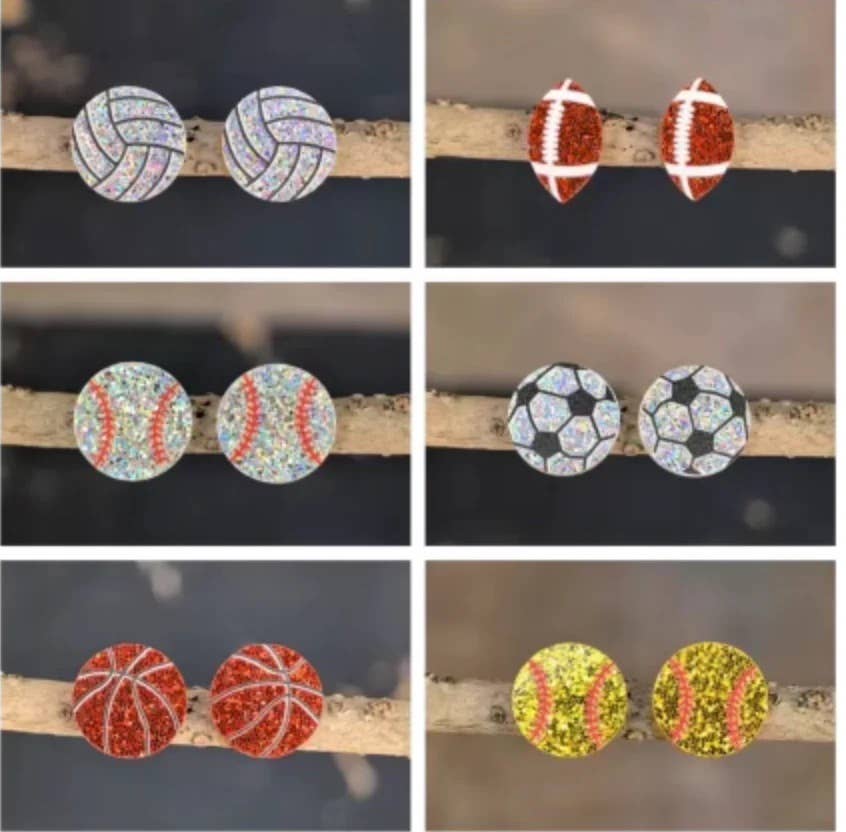 Acrylic Sport Stud Earrings