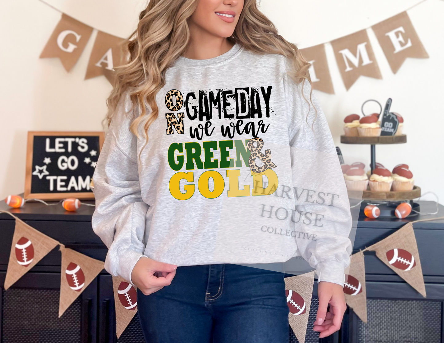 On Gameday We Wear (Dark) Green And Gold Shirt