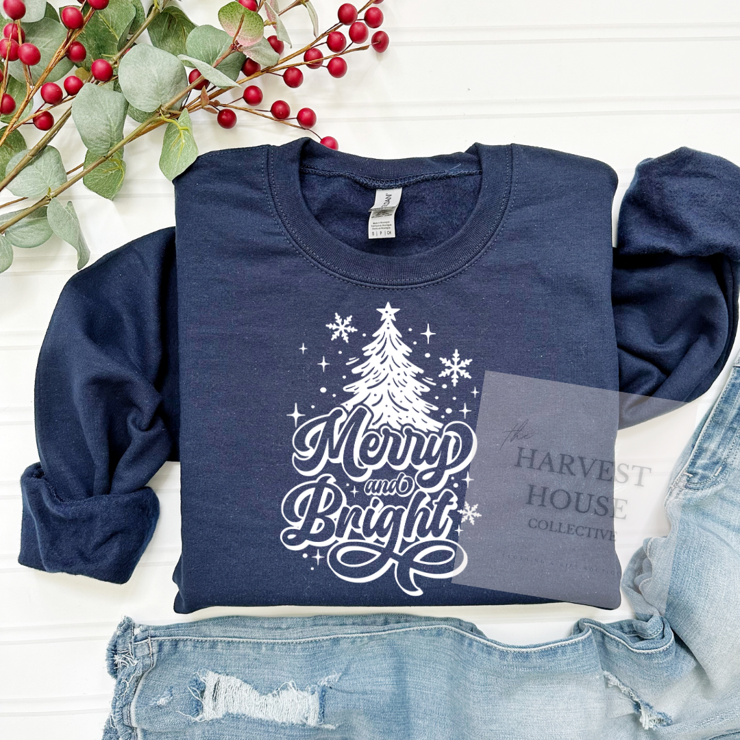 Script Merry And Bright Sweatshirt