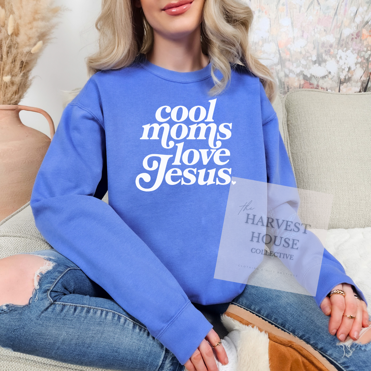 Cool Moms Love Jesus Comfort Color Crewneck