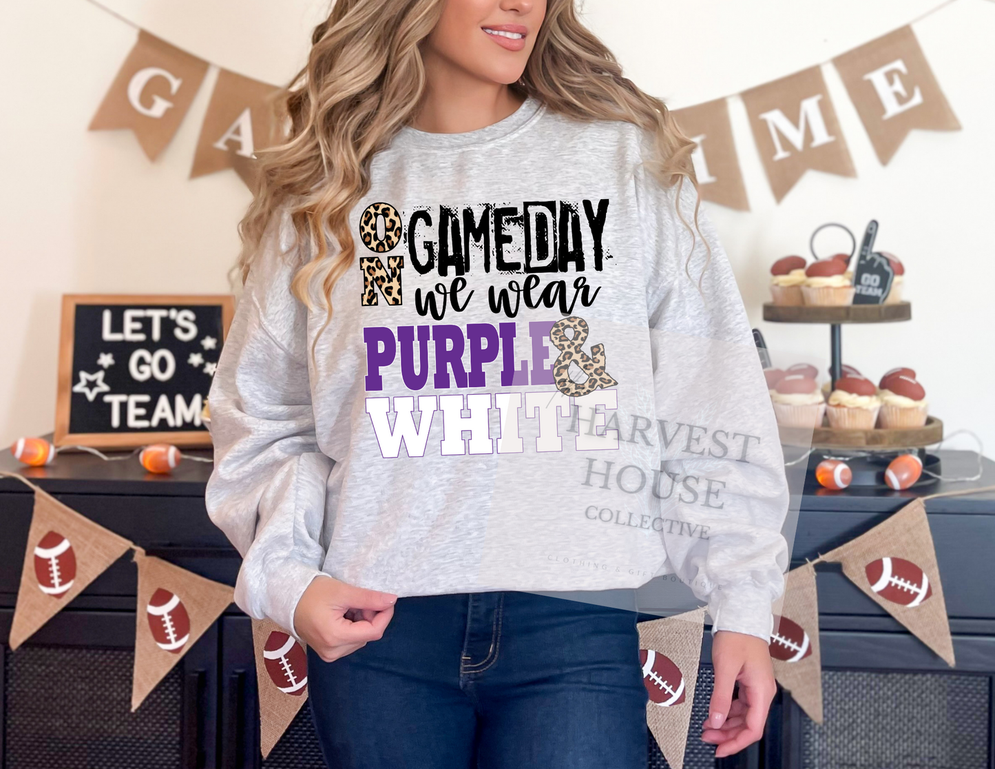 On Gameday We Wear Purple And White Shirt