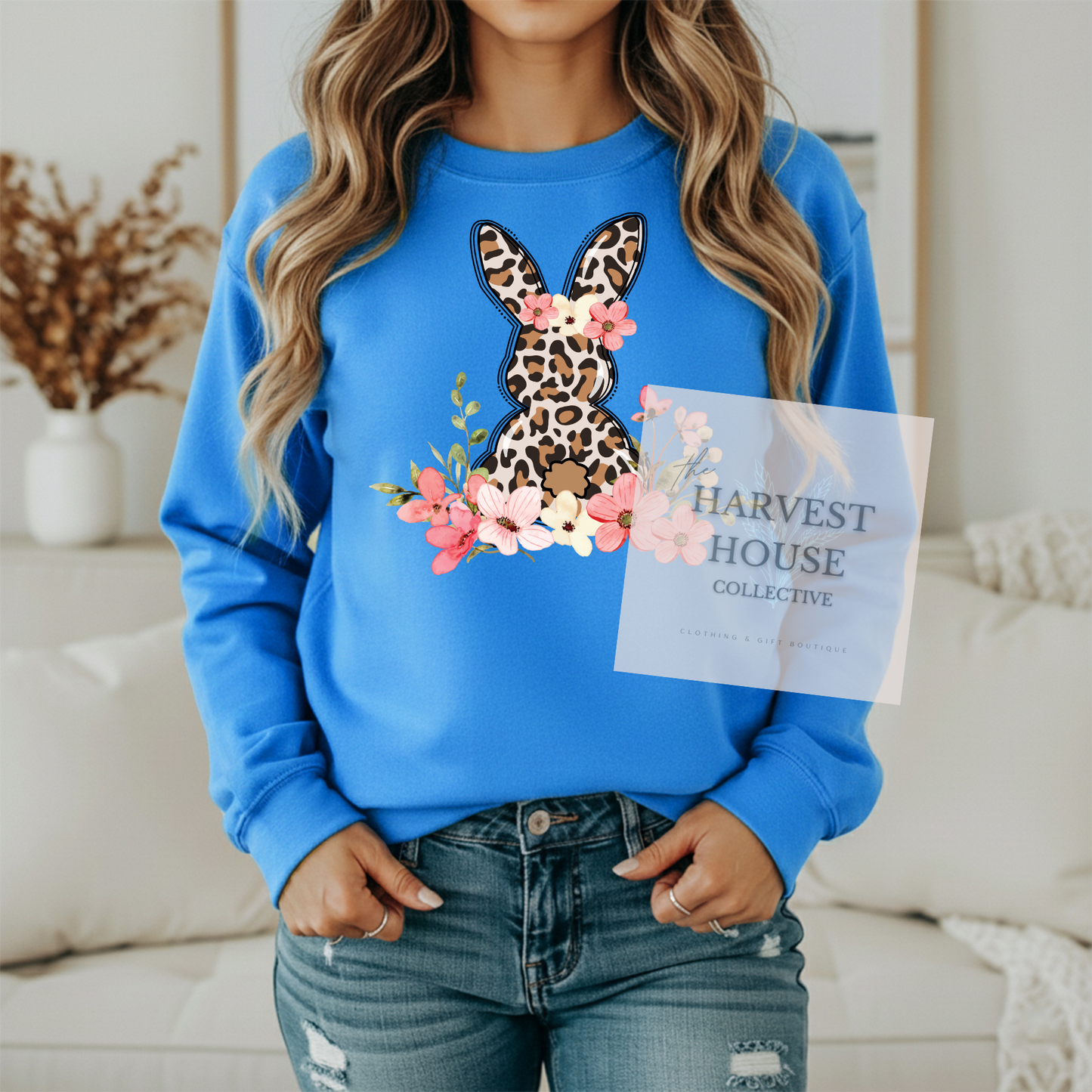 Leopard Easter Bunny Gildan Crewneck & Hoodie