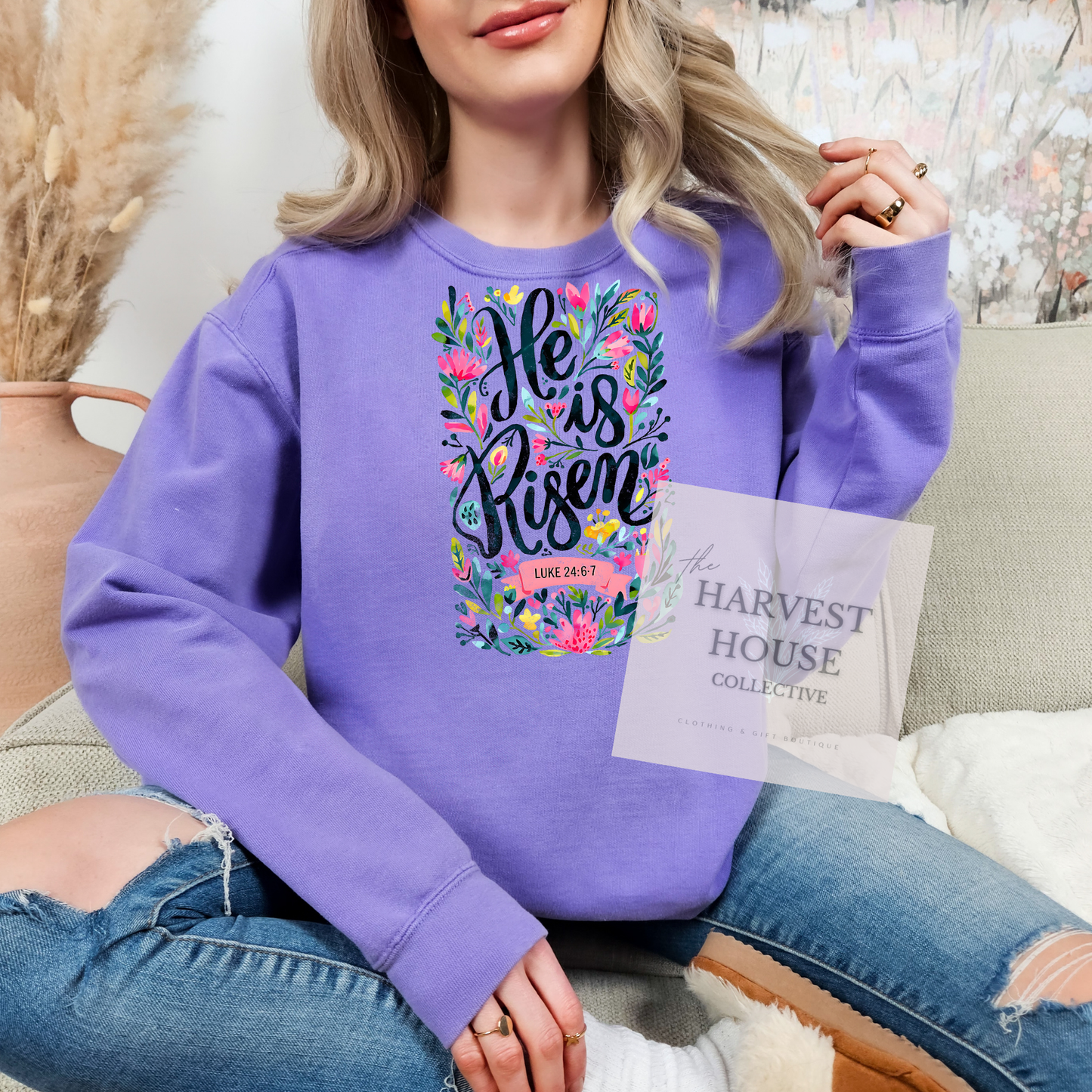 He Is Risen Comfort Color Crewneck