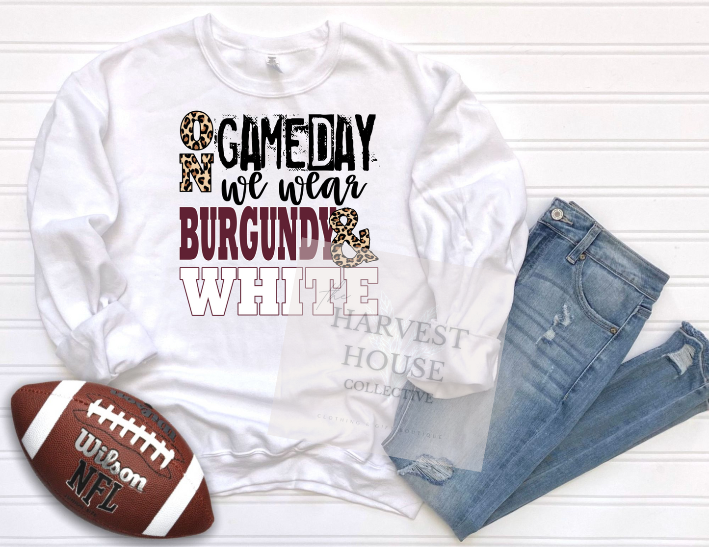 On Gameday We Wear Burgundy And White Shirt