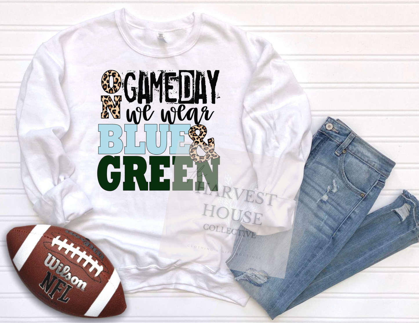 On Gameday We Wear Blue And Green Shirt