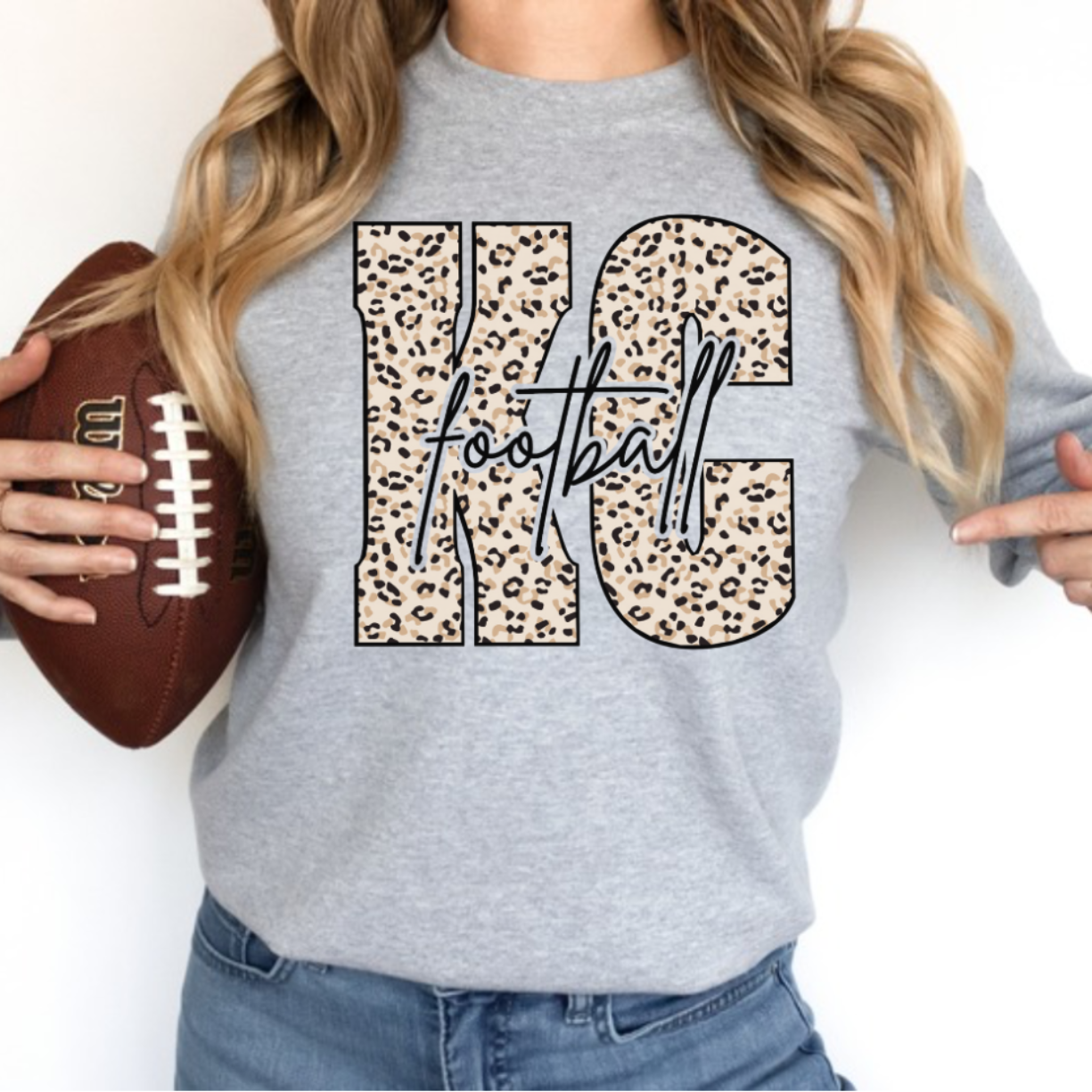 Cheetah Print KC Football Crewneck