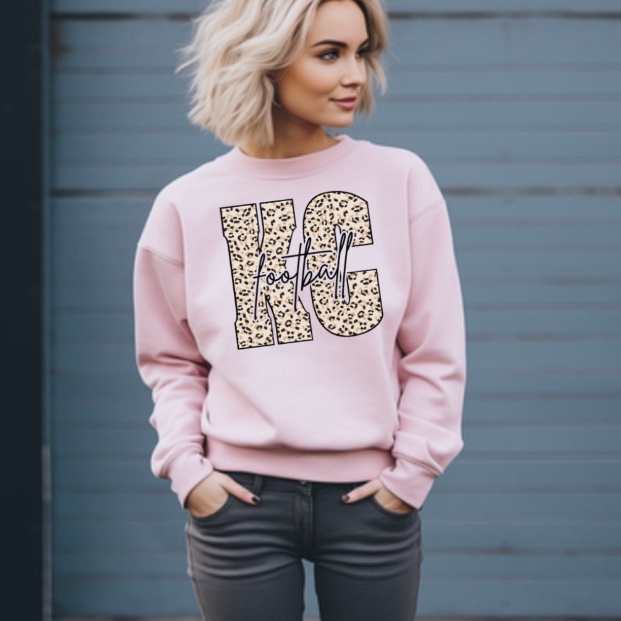 Cheetah Print KC Football Crewneck