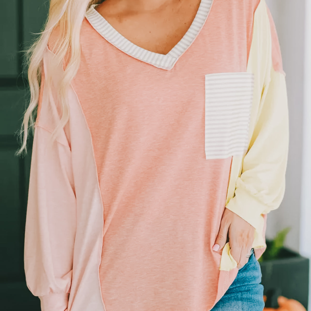 Spring Colorblock Long Sleeve Shirt