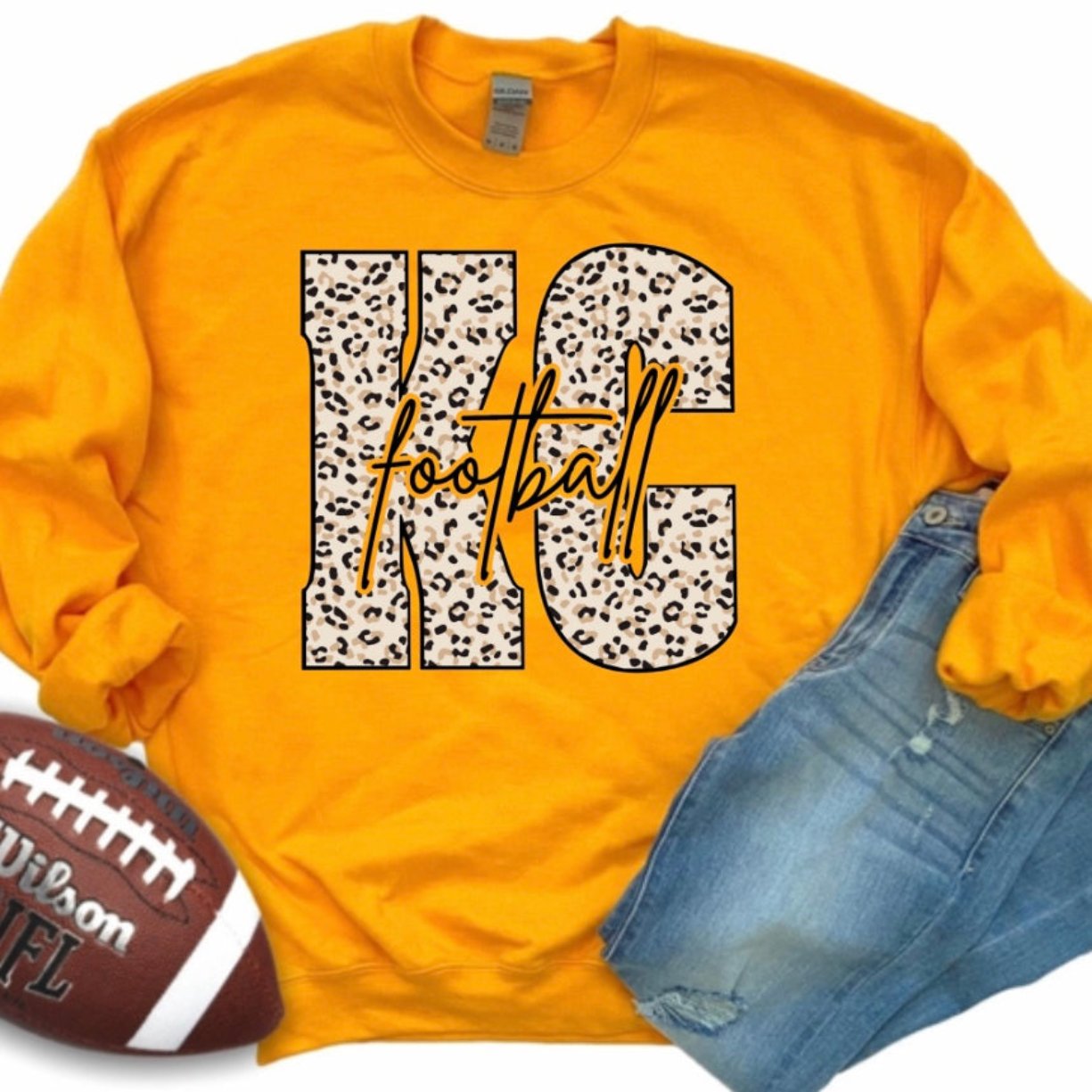 Cheetah Print KC Football Crewneck