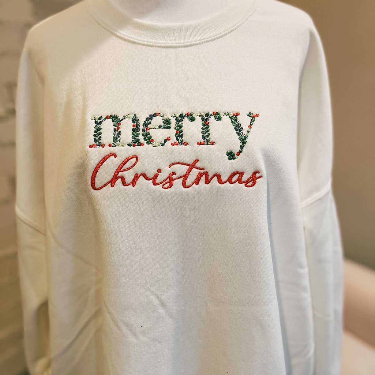 Embroidered Merry Christmas Crewneck