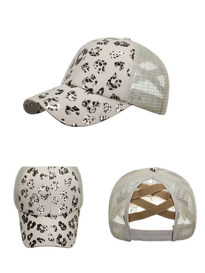 Foil Leopard Cheetah Print Baseball Cap