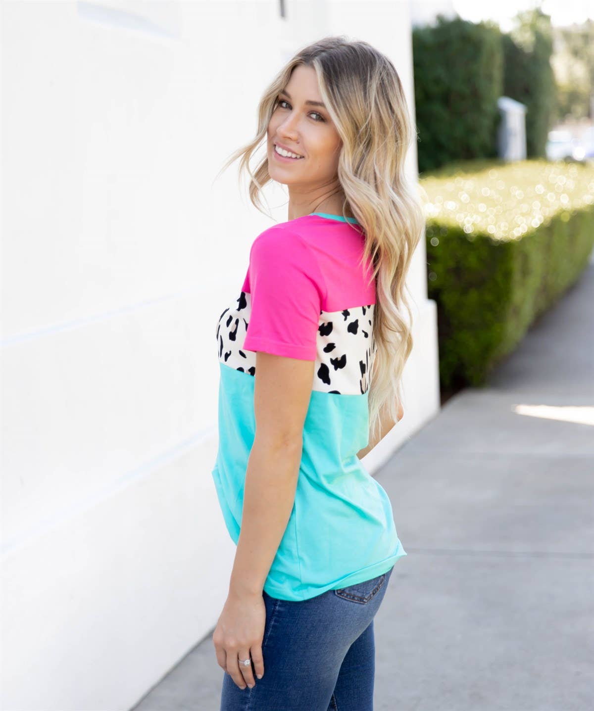 Animal Print Colorblock Saylor Top | S-3X