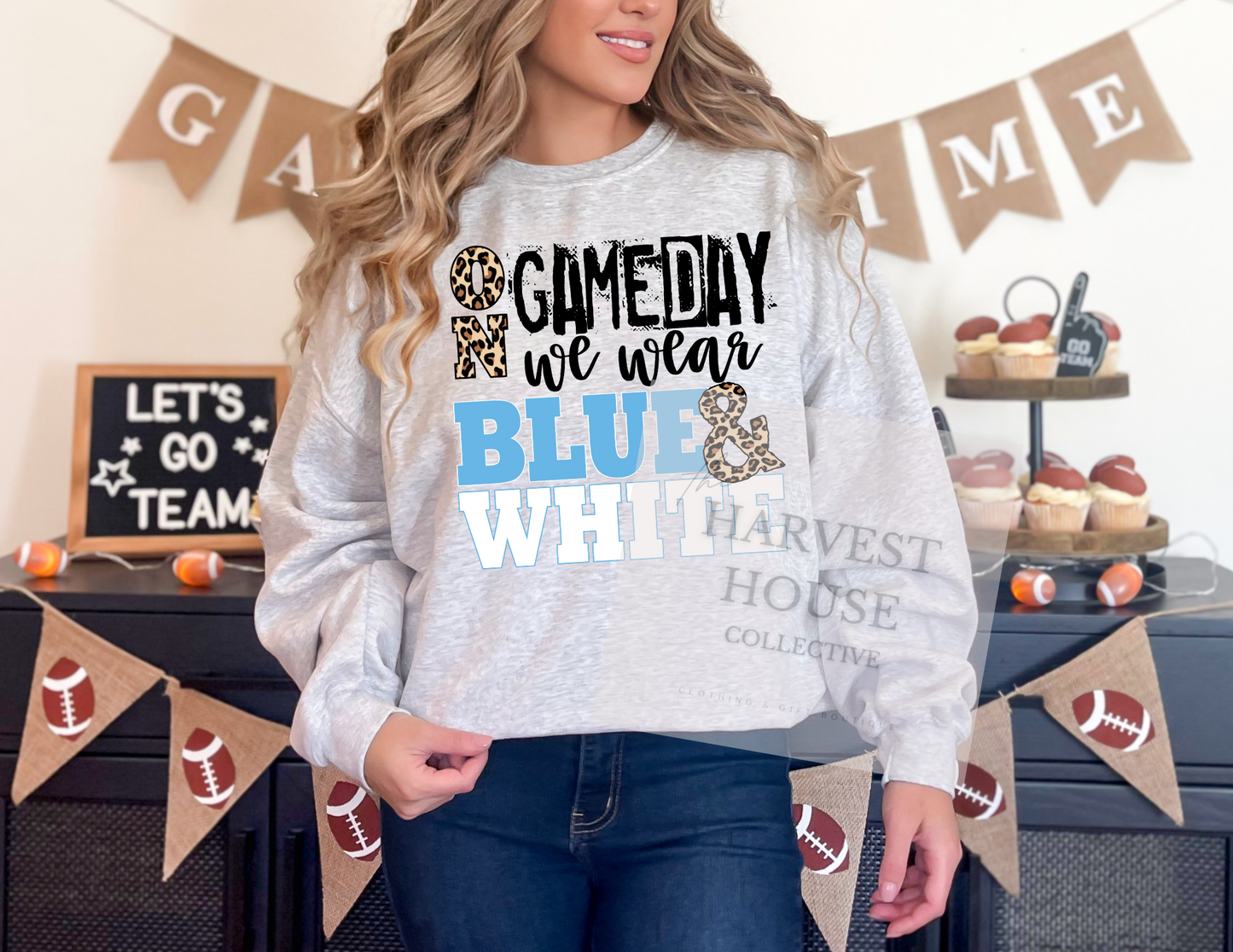 On Gameday We Wear (Light) Blue And White Shirt