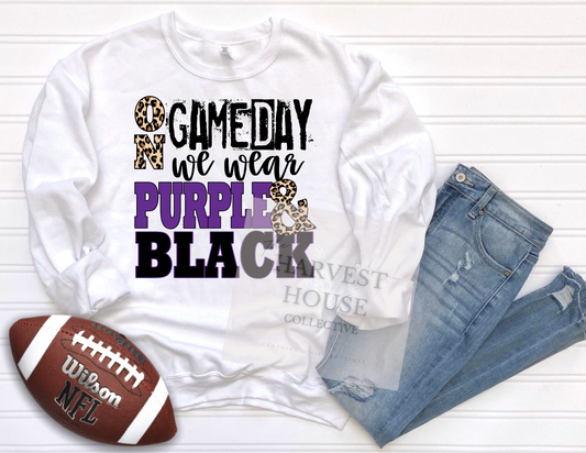 On Gameday We Wear Purple And Black Shirt