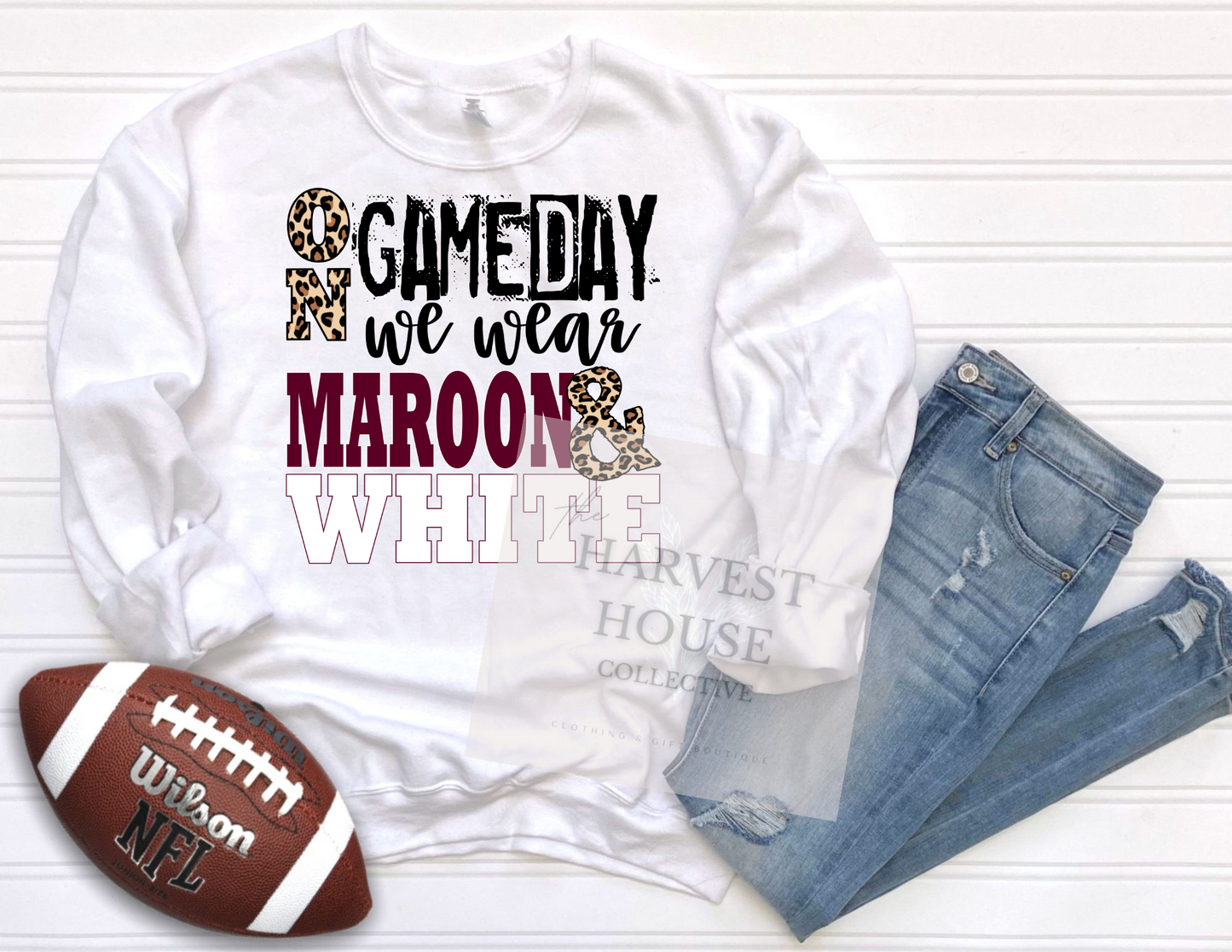 On Gameday We Wear Maroon And White Shirt