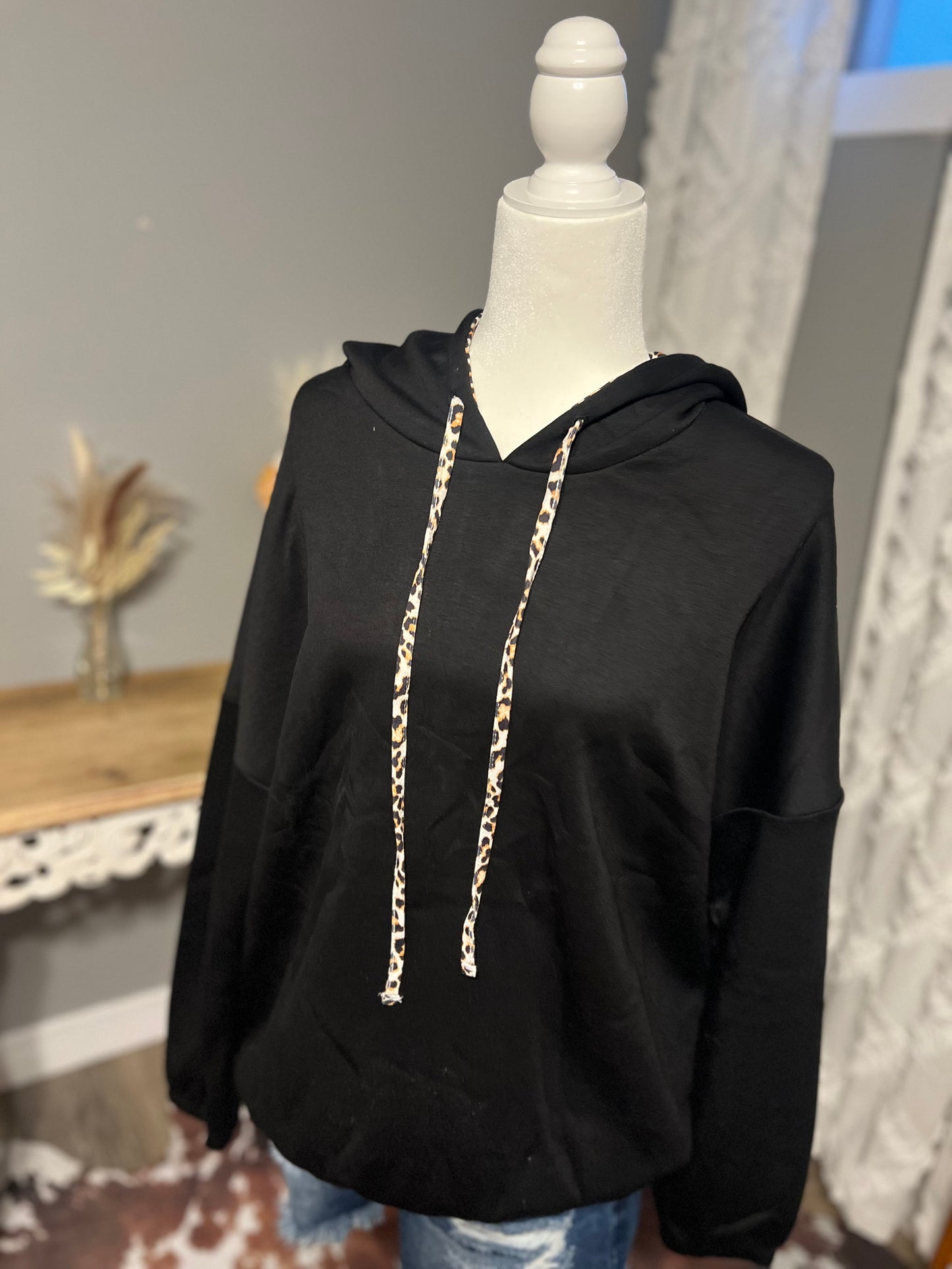 Leopard Contrast Hoodie
