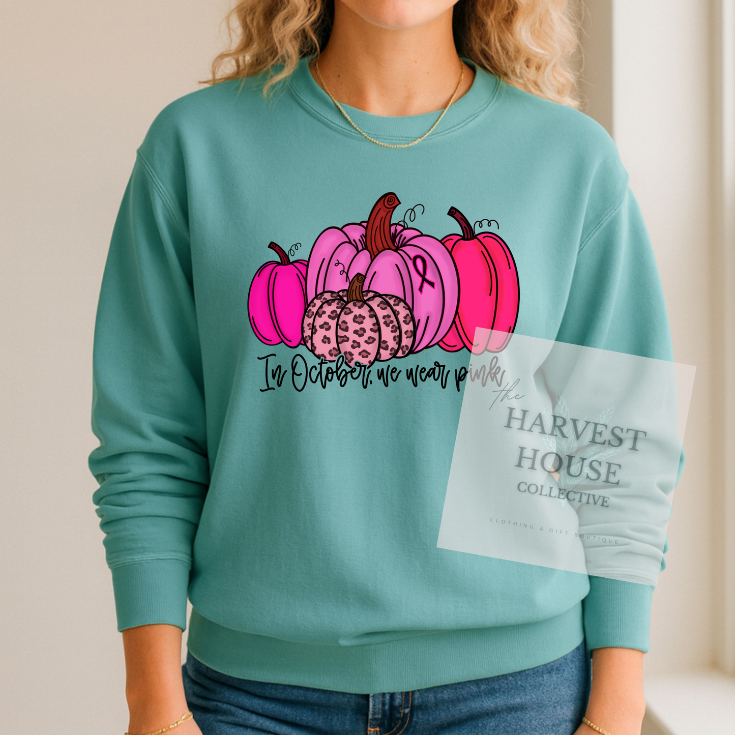 In October We Wear Pink Comfort Color Crewneck