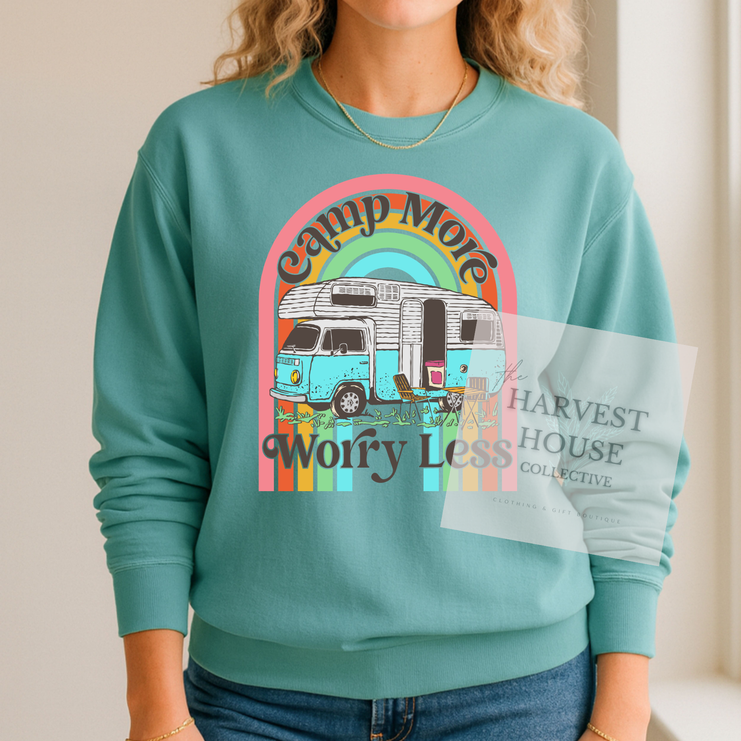 Camp More Worry Less Comfort Color Crewneck