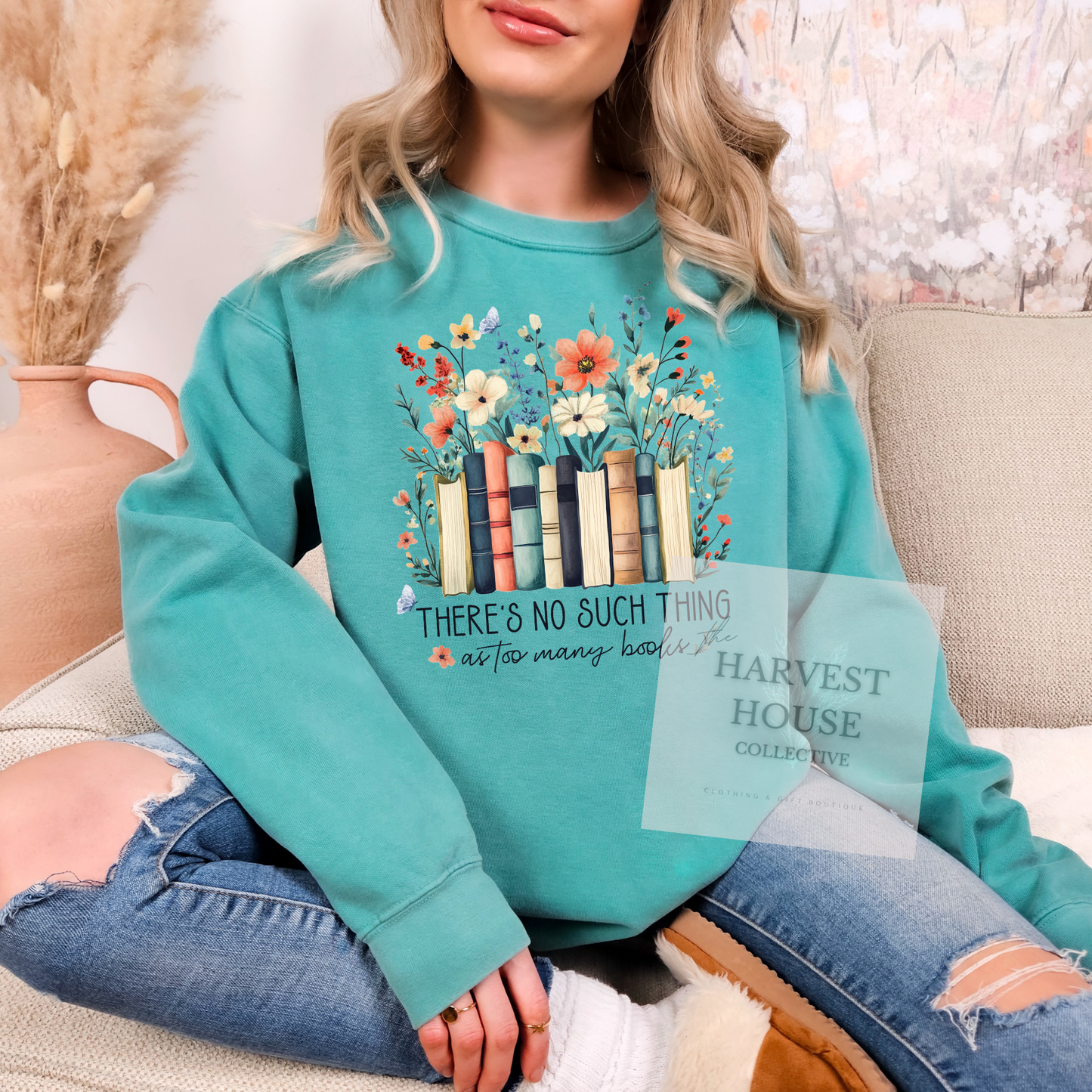 There's No Such Thing As Too Many Books Comfort Color Crewneck
