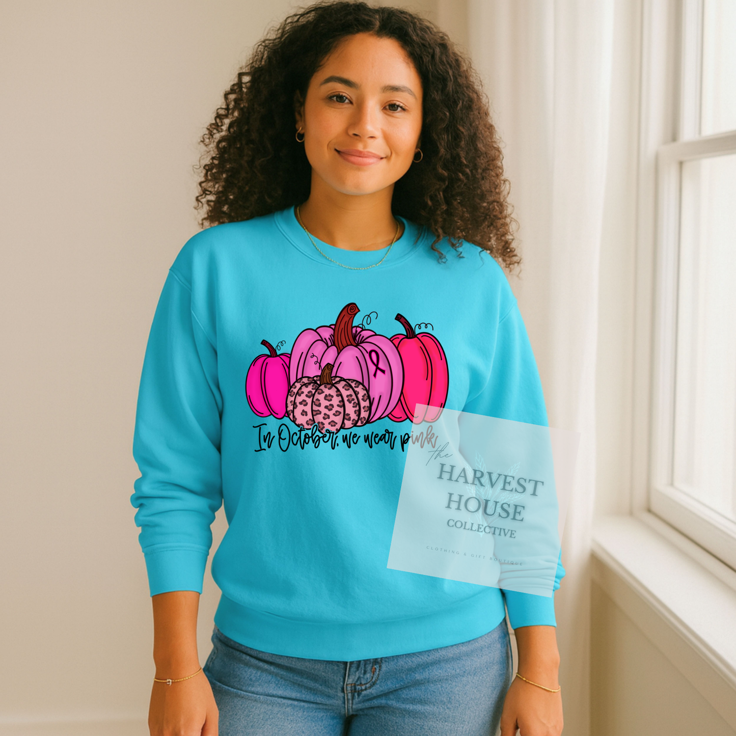 In October We Wear Pink Comfort Color Crewneck