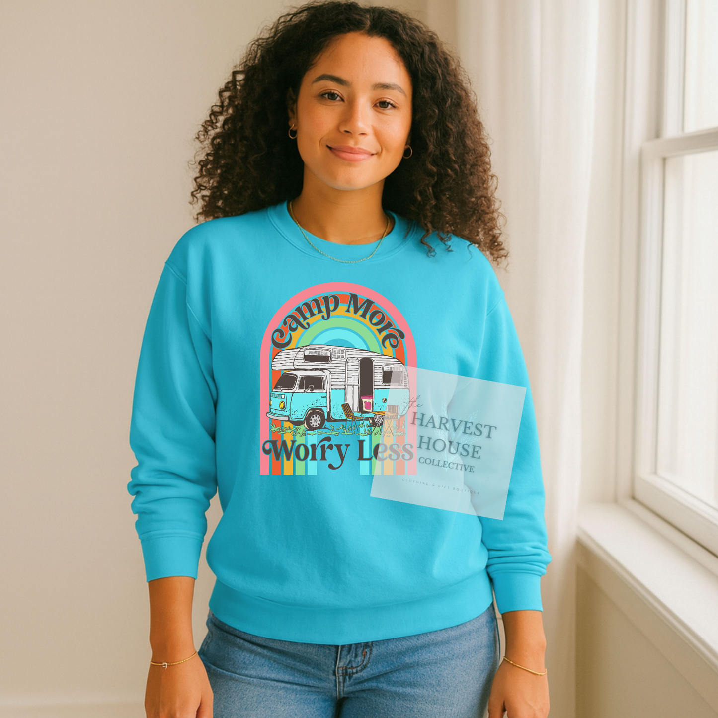 Camp More Worry Less Comfort Color Crewneck