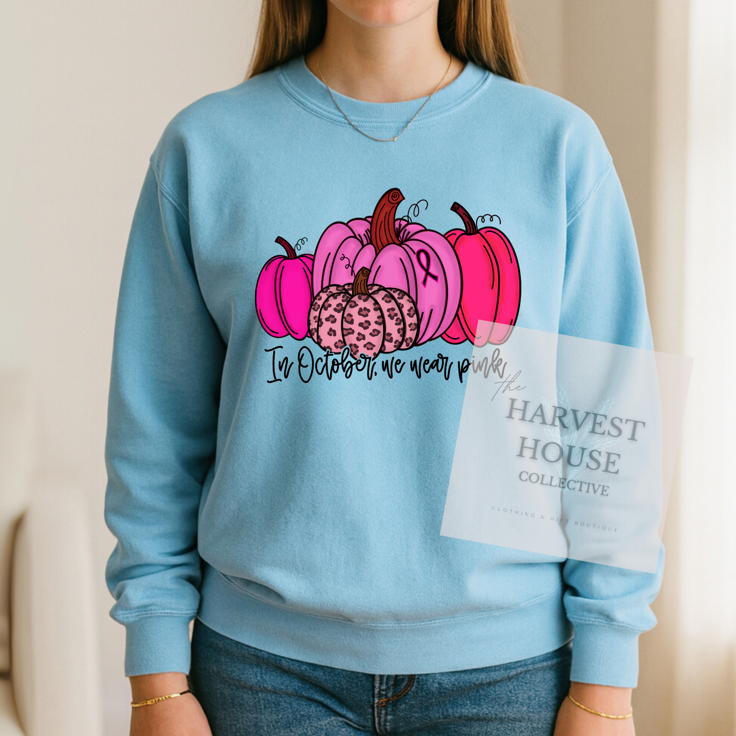 In October We Wear Pink Comfort Color Crewneck