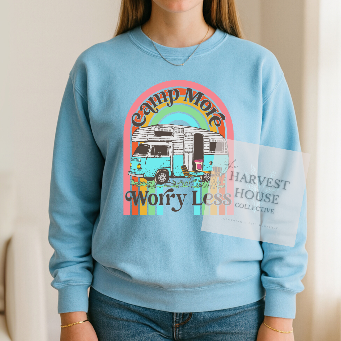 Camp More Worry Less Comfort Color Crewneck