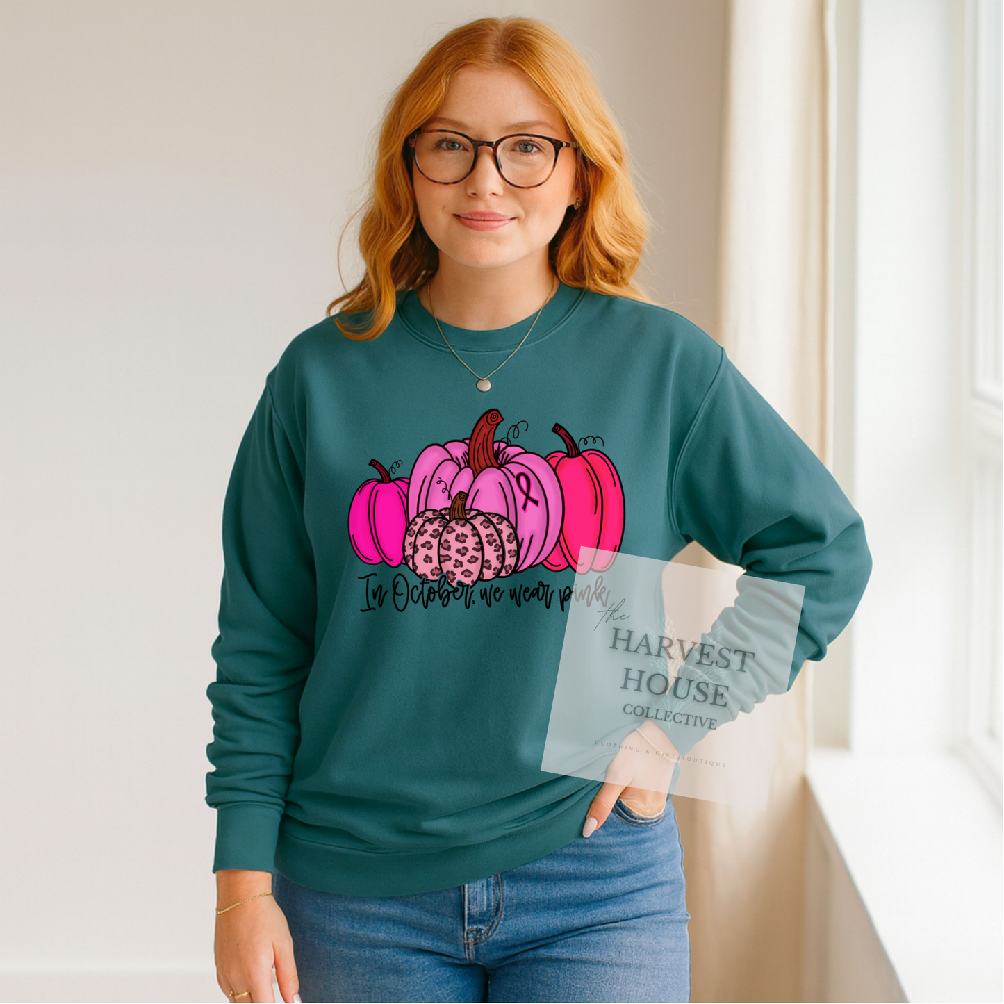 In October We Wear Pink Comfort Color Crewneck