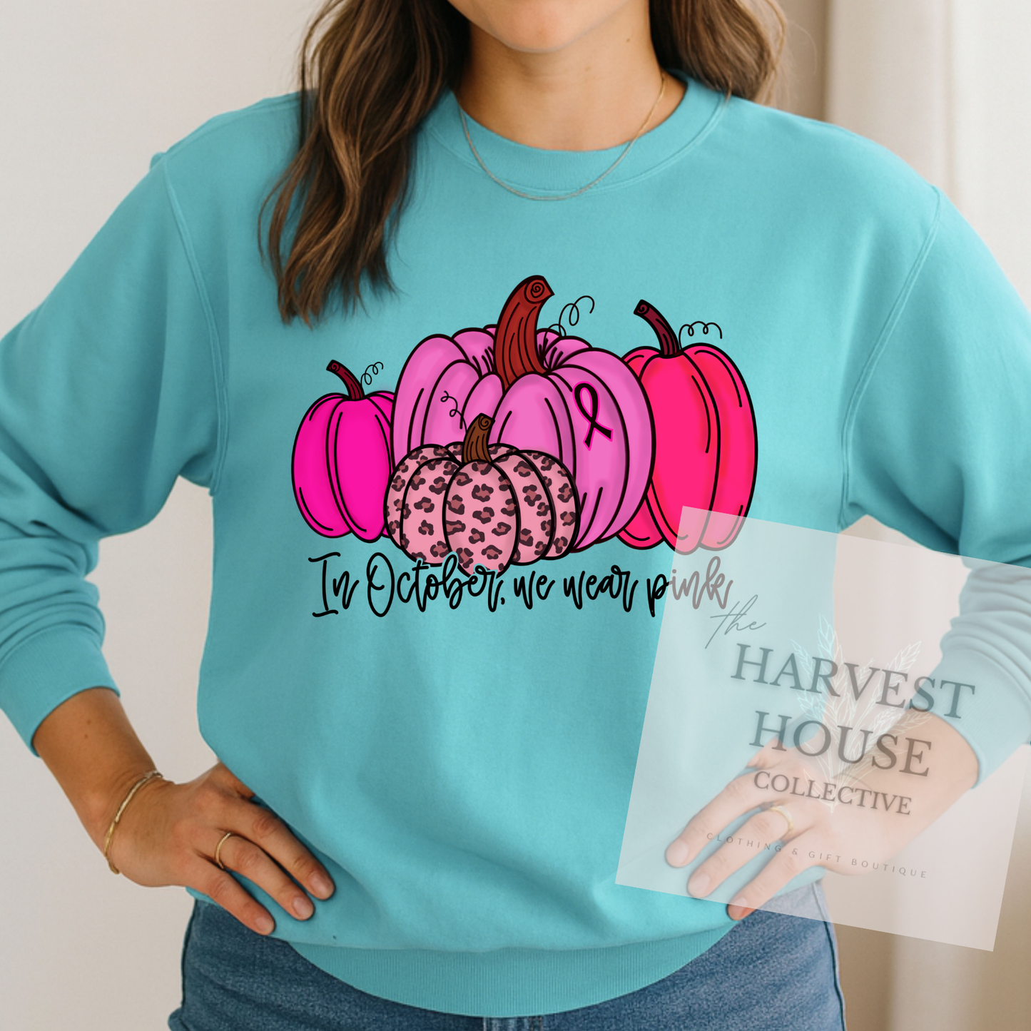In October We Wear Pink Comfort Color Crewneck