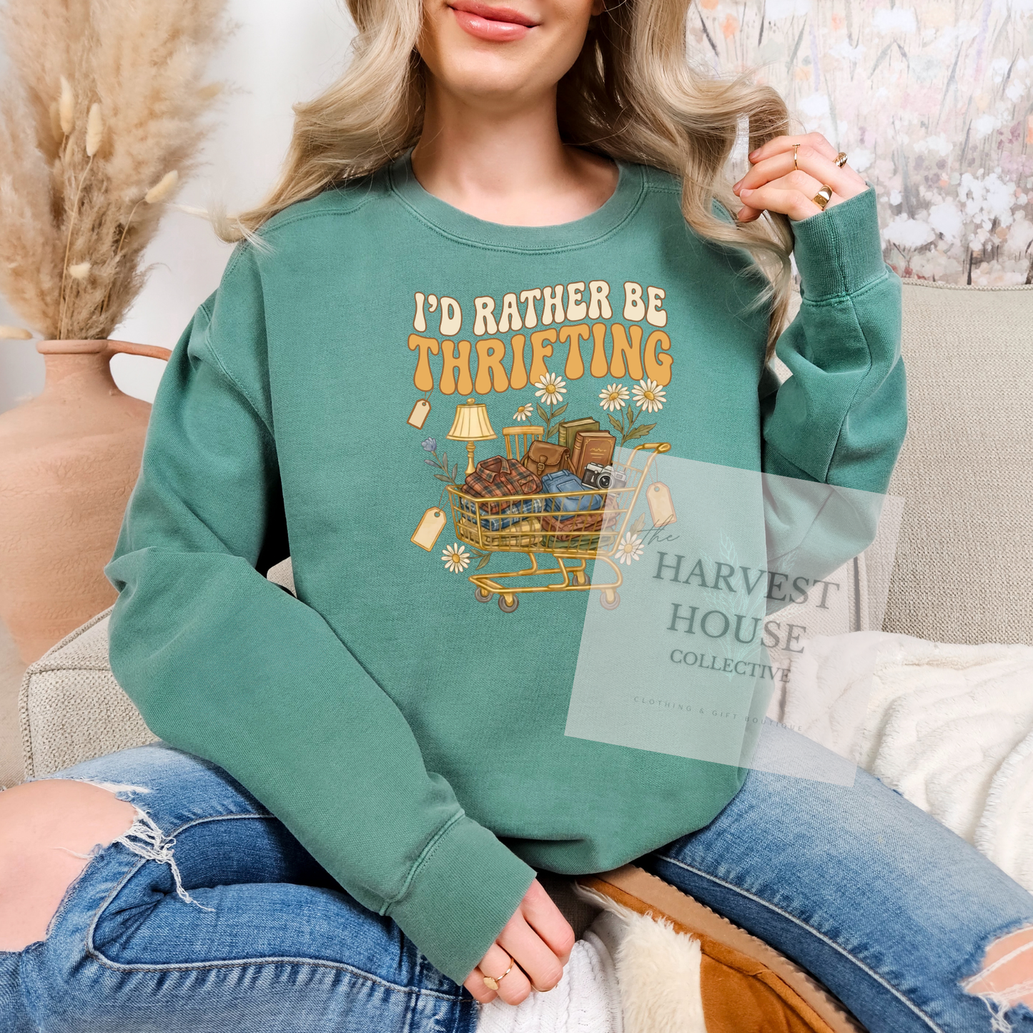 I'd Rather Be Thrifting Comfort Color Crewneck