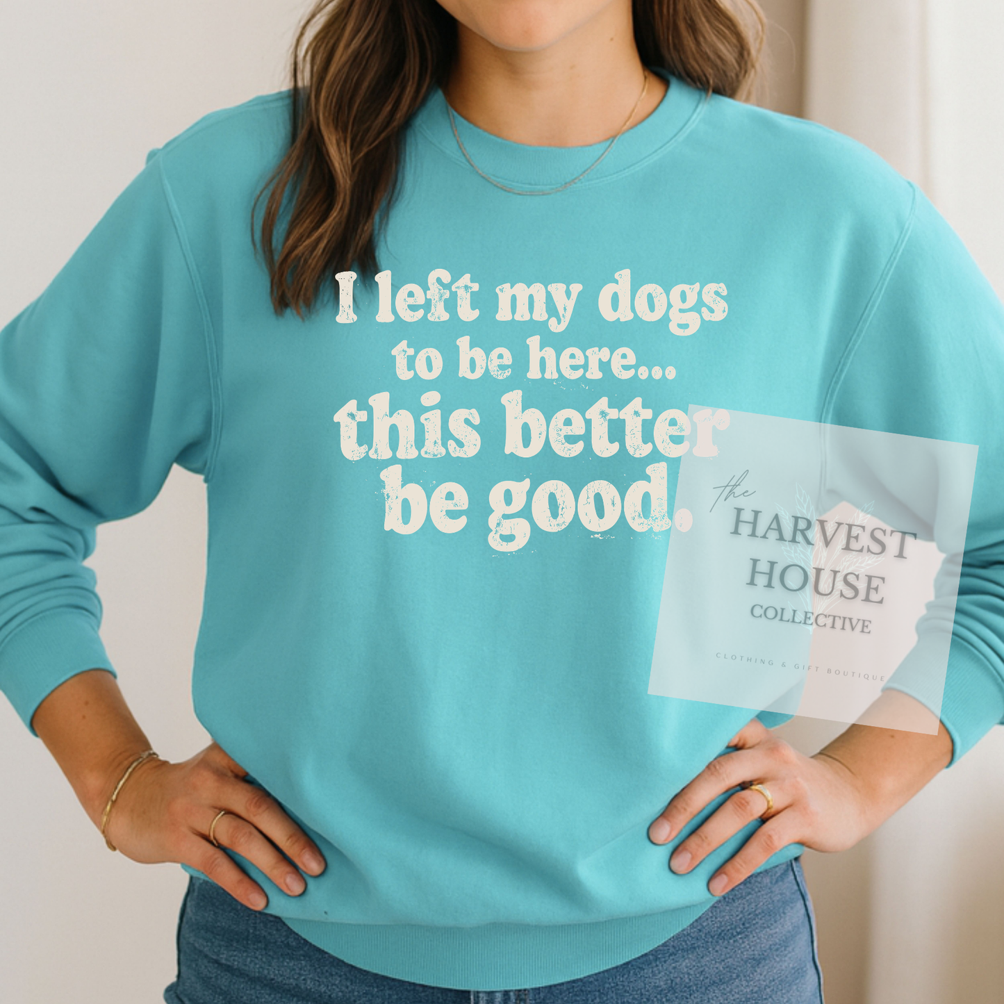 I Left My Dog To Be Here Comfort Color Crewneck
