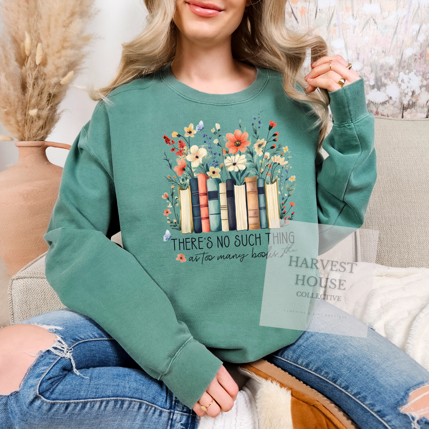 There's No Such Thing As Too Many Books Comfort Color Crewneck