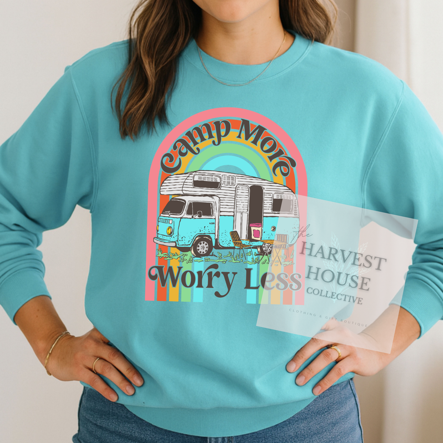 Camp More Worry Less Comfort Color Crewneck