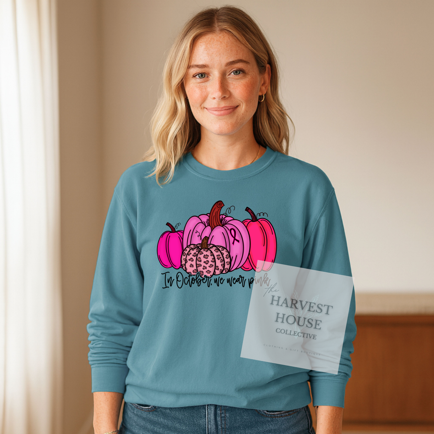 In October We Wear Pink Comfort Color Crewneck
