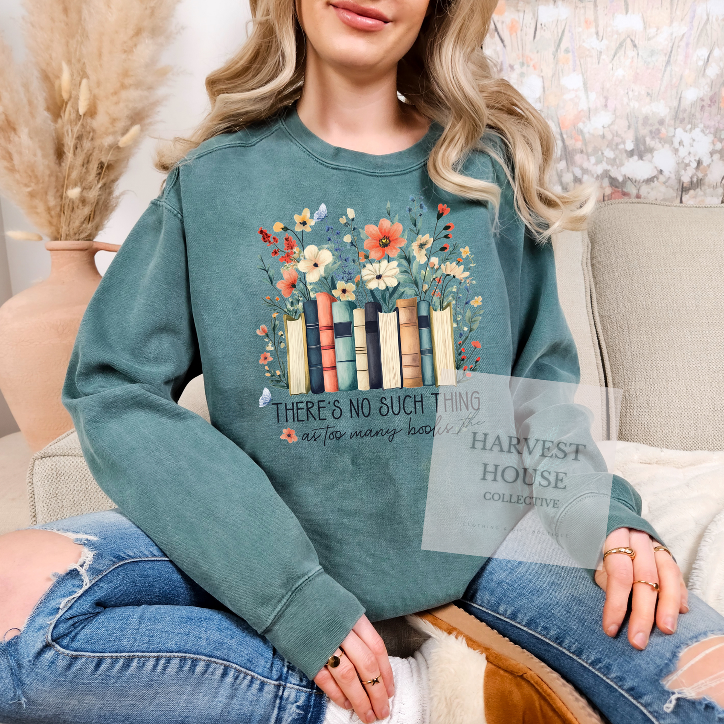 There's No Such Thing As Too Many Books Comfort Color Crewneck