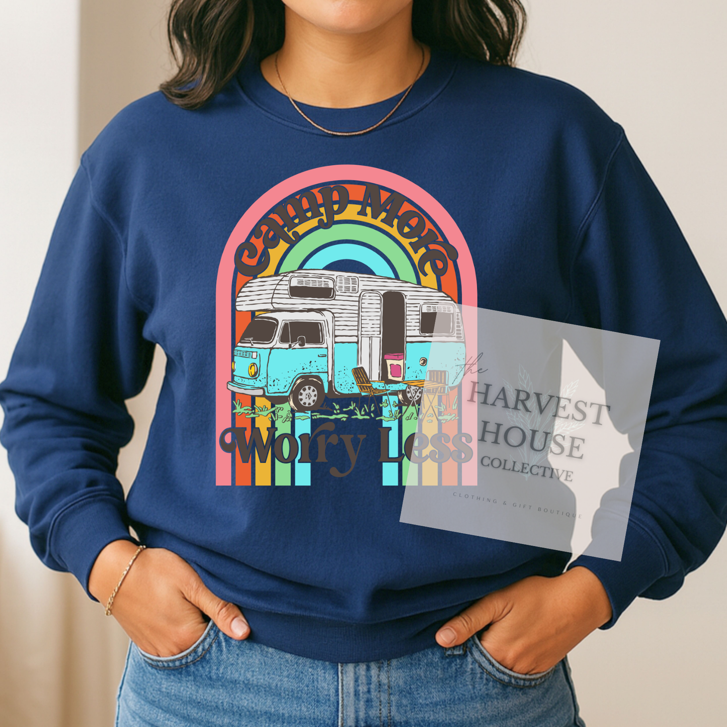 Camp More Worry Less Comfort Color Crewneck