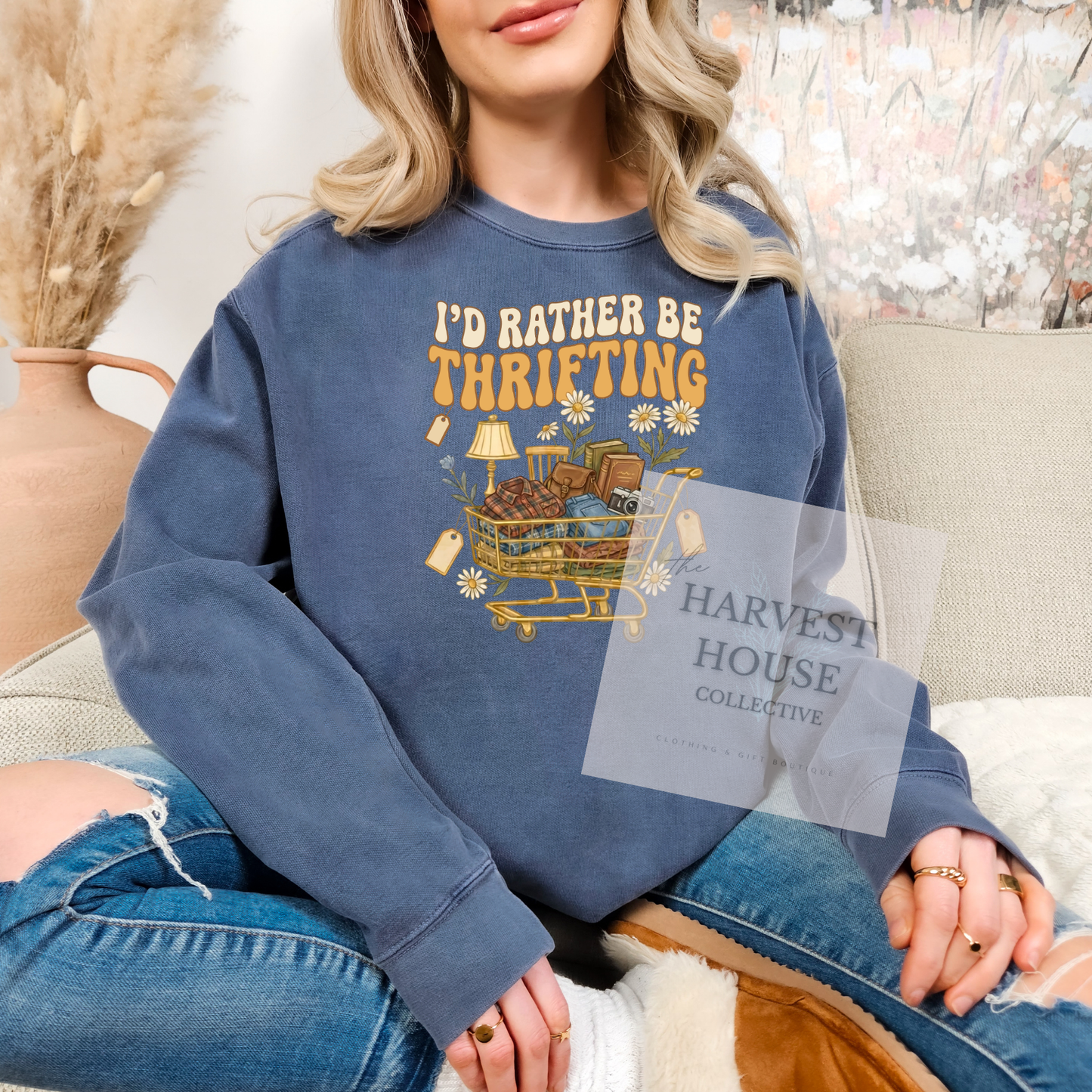 I'd Rather Be Thrifting Comfort Color Crewneck