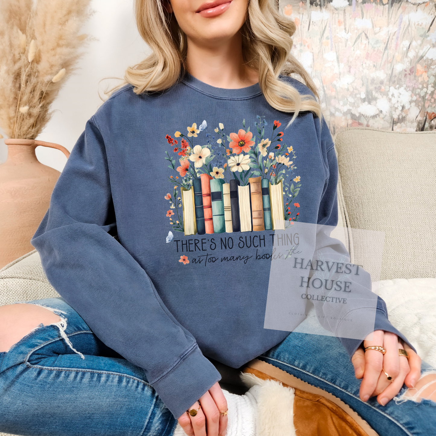 There's No Such Thing As Too Many Books Comfort Color Crewneck