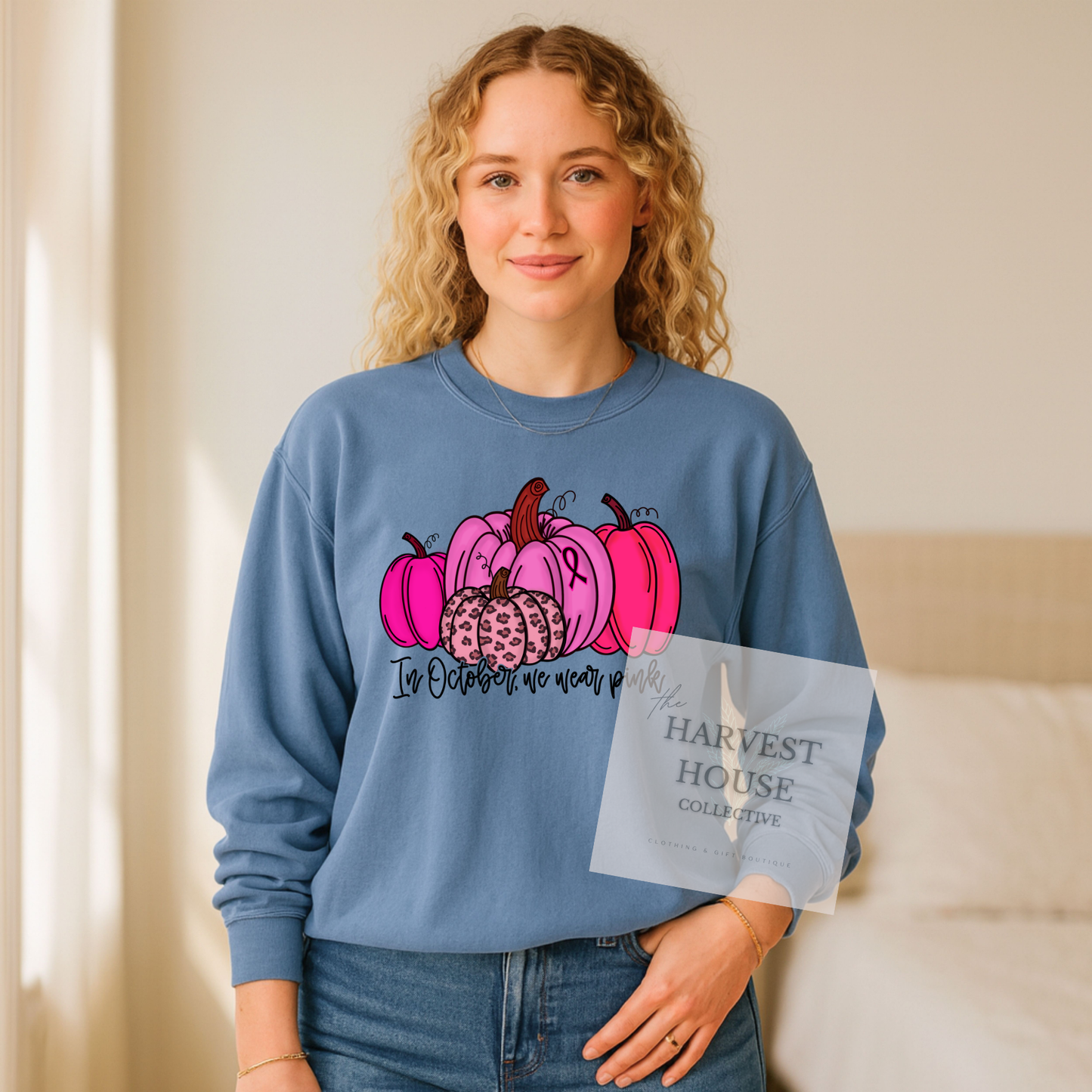 In October We Wear Pink Comfort Color Crewneck