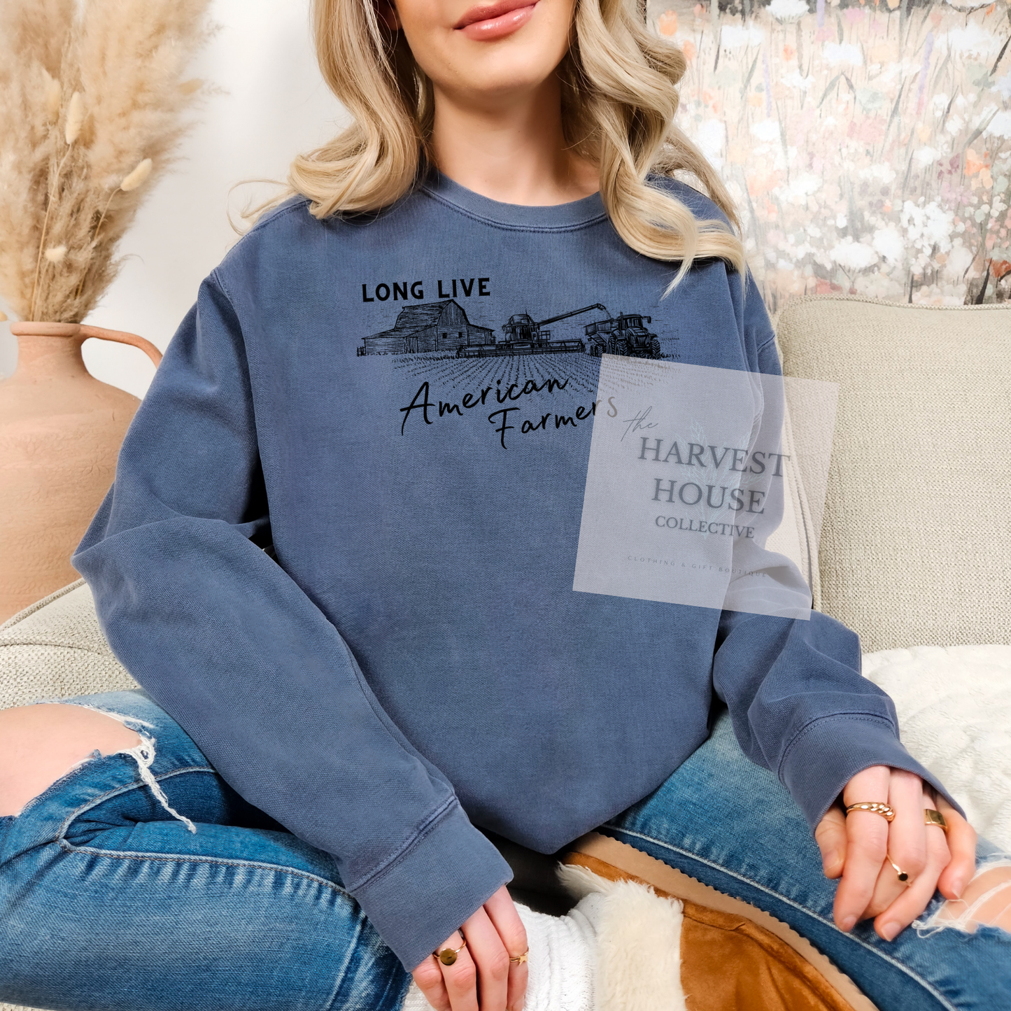 Long Live American Farmers Comfort Color Crewneck