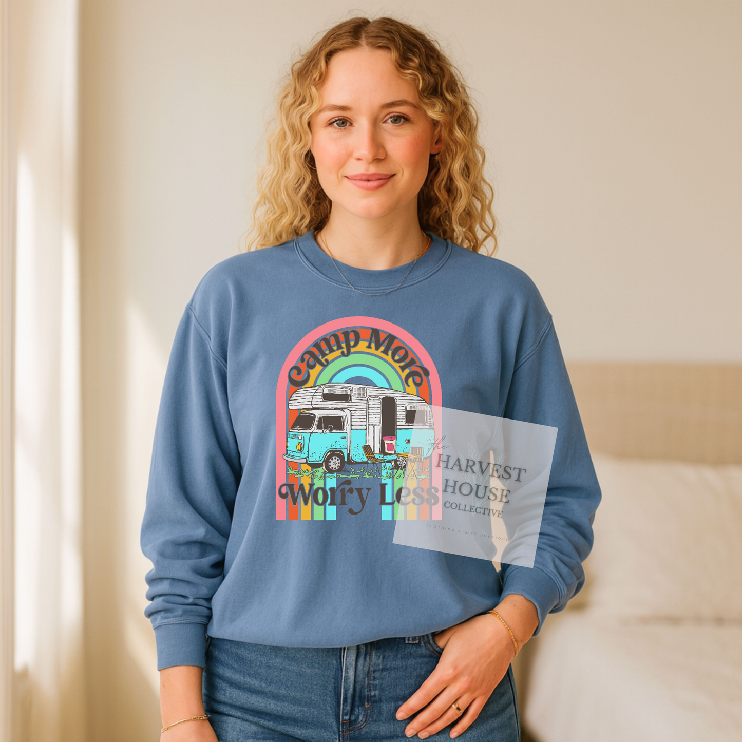 Camp More Worry Less Comfort Color Crewneck