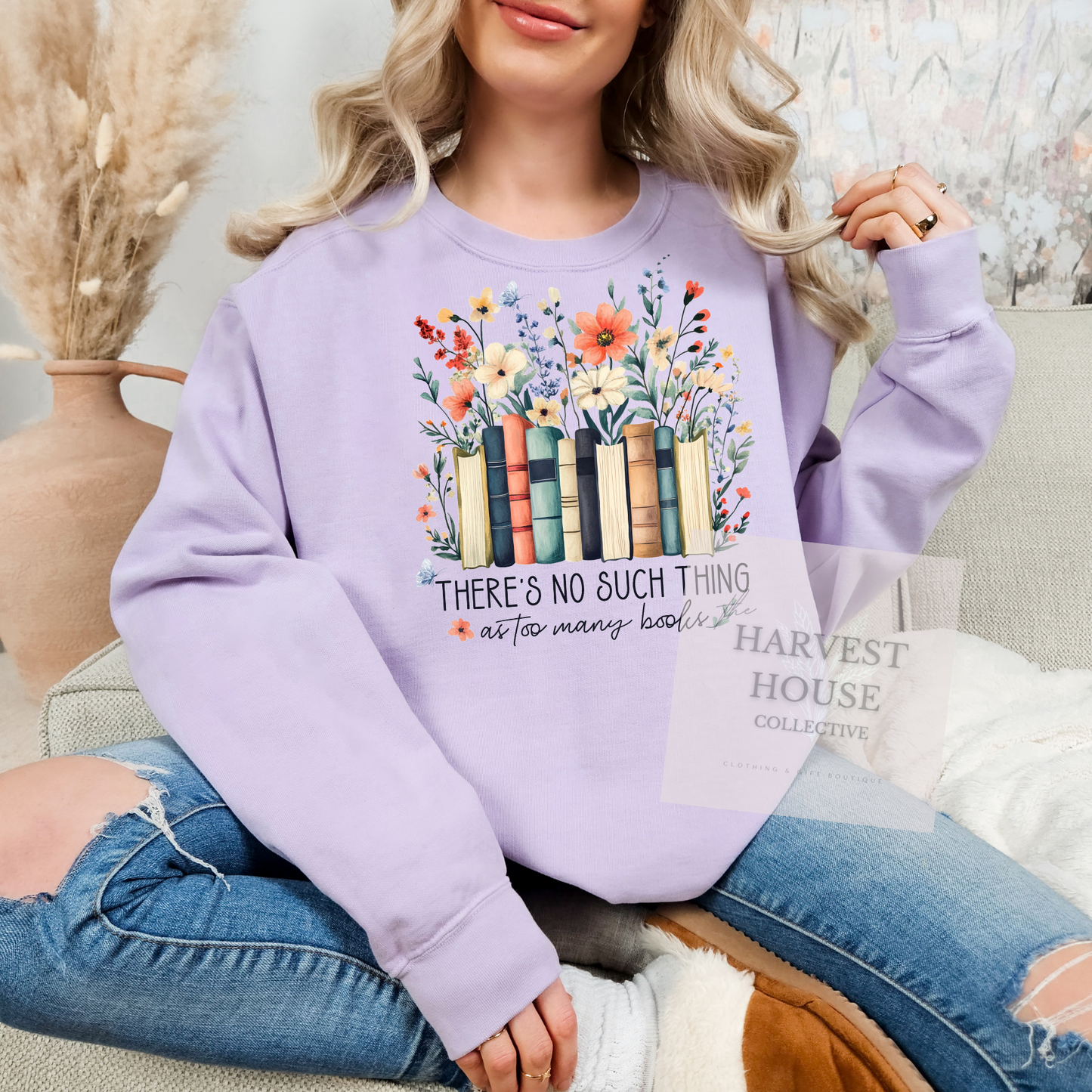 There's No Such Thing As Too Many Books Comfort Color Crewneck