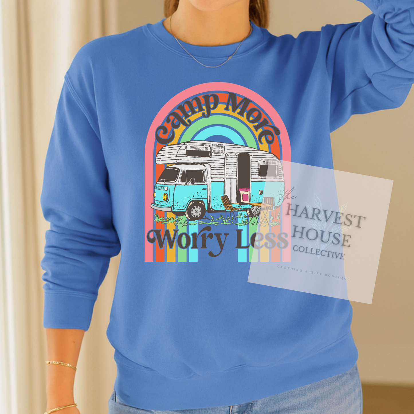 Camp More Worry Less Comfort Color Crewneck