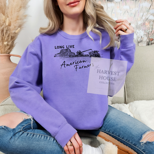 Long Live American Farmers Comfort Color Crewneck