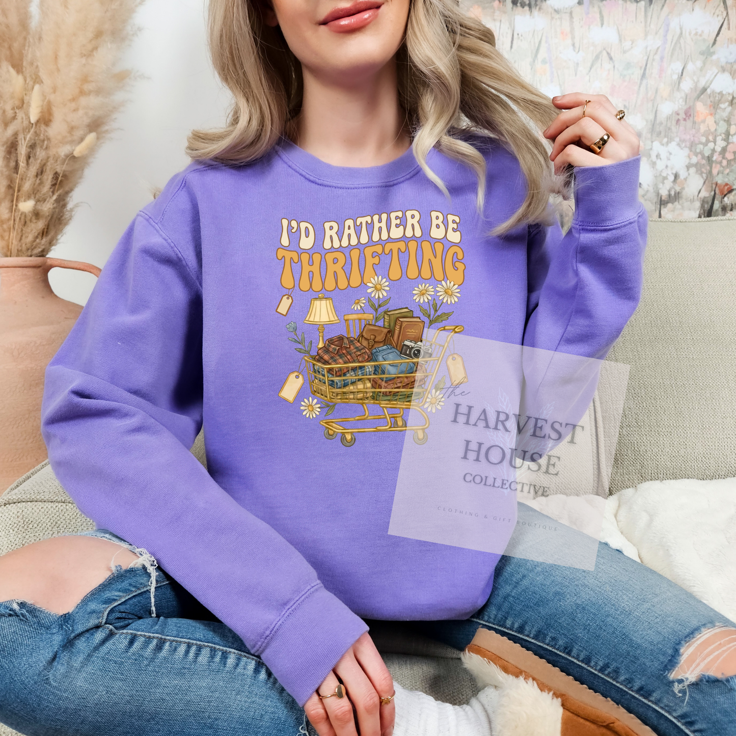 I'd Rather Be Thrifting Comfort Color Crewneck