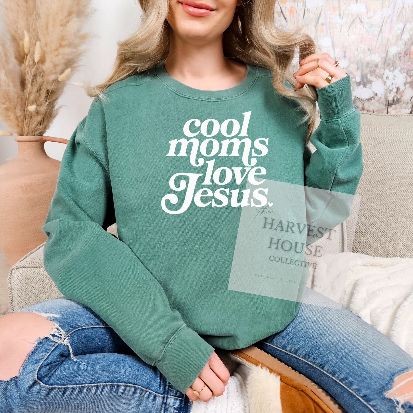 Cool Moms Love Jesus Comfort Color Crewneck