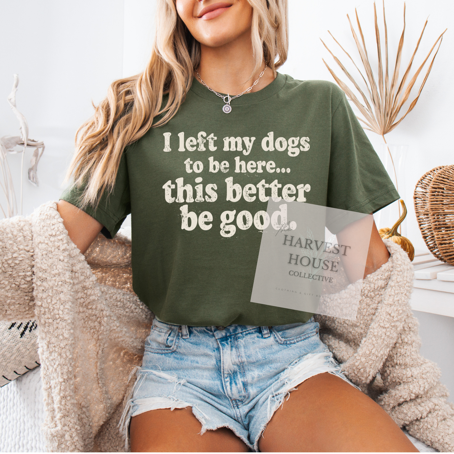 I Left My Dog To Be Here Bella Canvas Tee