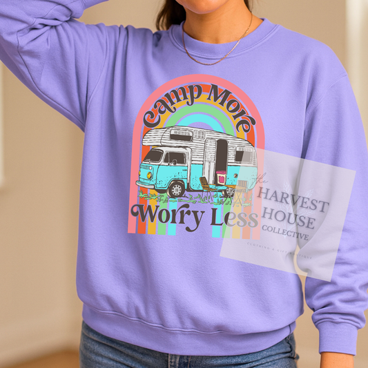 Camp More Worry Less Comfort Color Crewneck