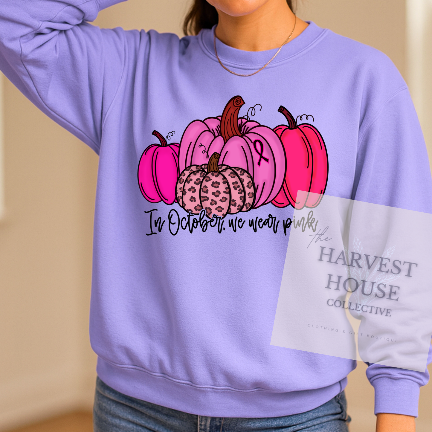 In October We Wear Pink Comfort Color Crewneck