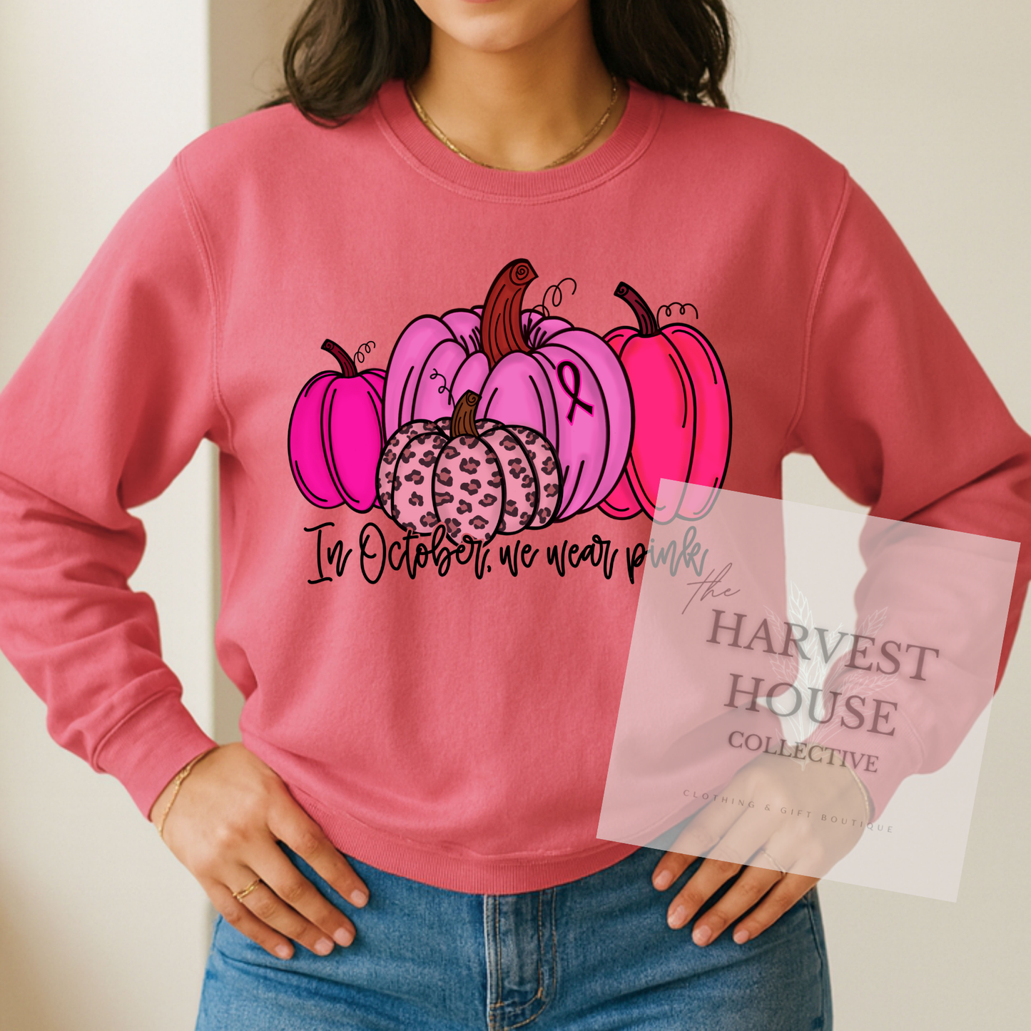 In October We Wear Pink Comfort Color Crewneck